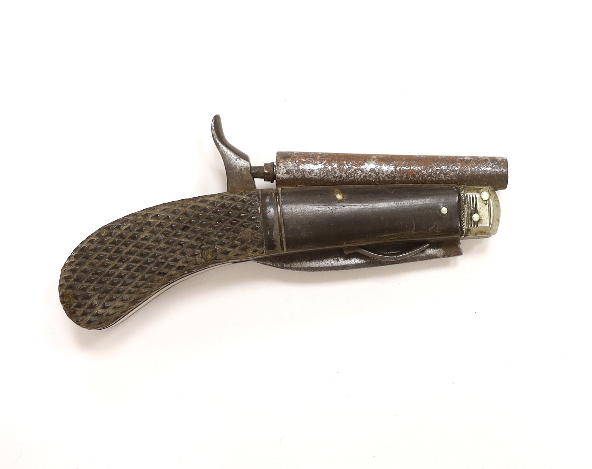 A percussion combination knife pistol, round barrel, Birmingham proofed